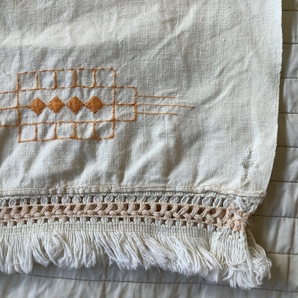 Mustard Yellow Cream Vintage Table Runner - Picture 2 of 6